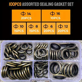 100pcs密封圈橡胶垫片套件 密封垫油底壳放油螺丝垫片高压油管