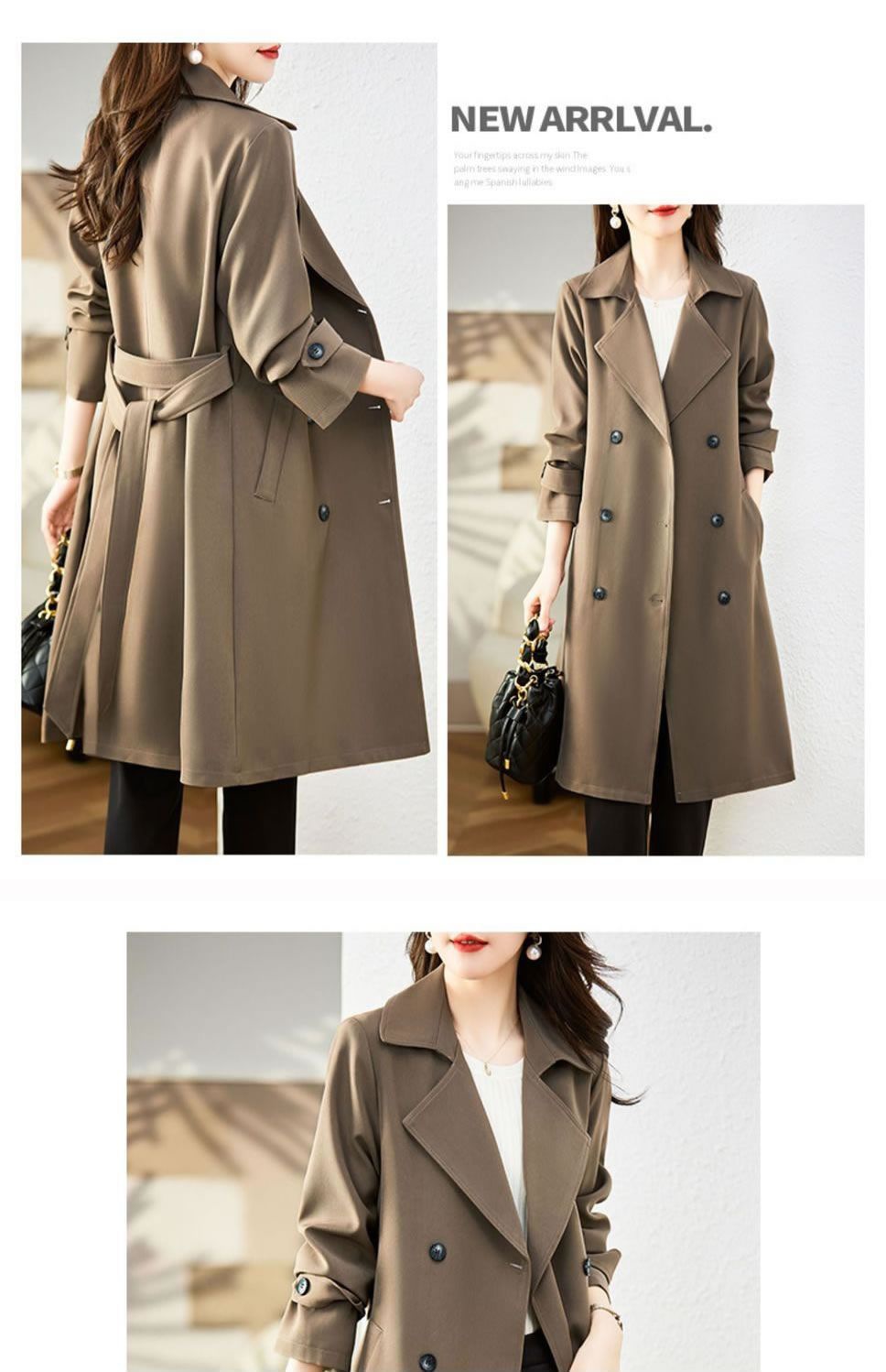 Fashionable New Style Women's Mid-Length Windbreaker Coat With Lining Spring Autumn New Style Elegant Personality Coat display picture 5