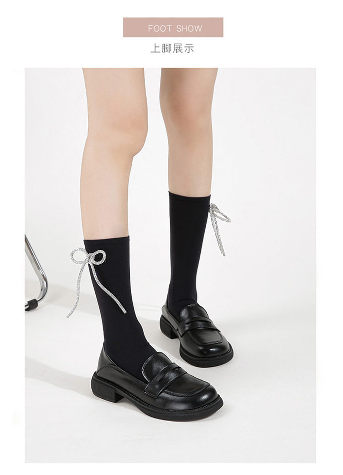 Giày lười nữ đế dày gót vuông 3–5 cm , mũi tròn — Màu đen chi tiết 13