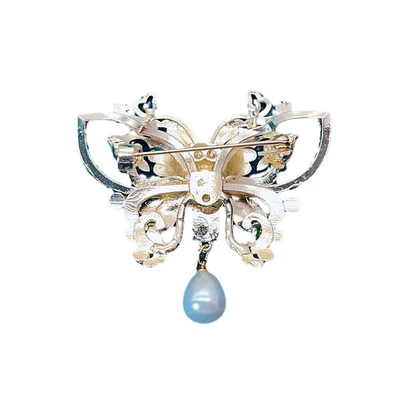 pearl butterfly brooch high-end: Yaxa sancaqları