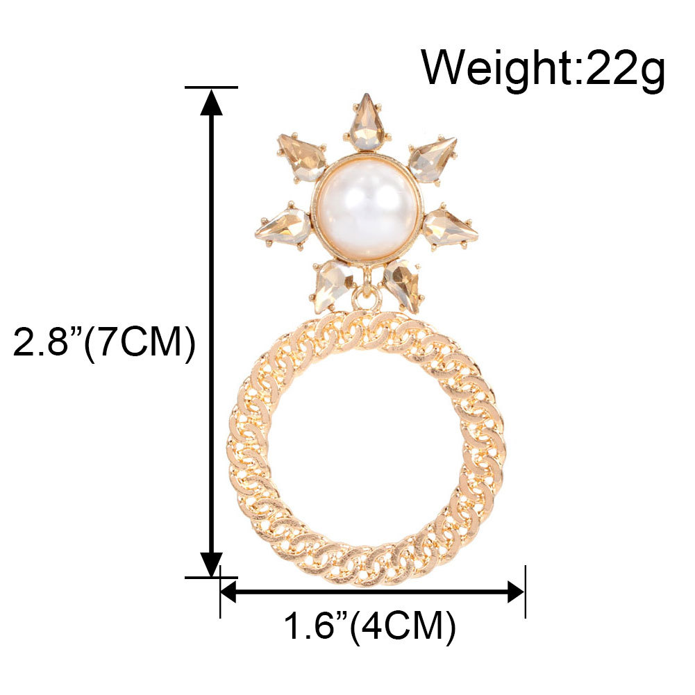 Aretes De Perlas Con Incrustaciones De Aleación Geométrica Simple display picture 1