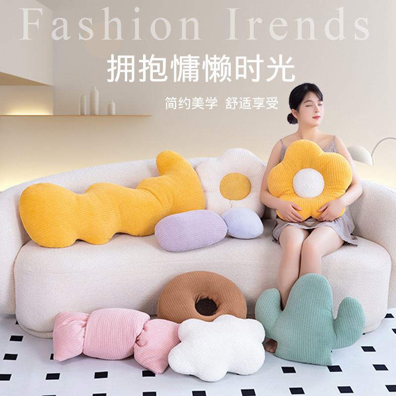 New INS Style Drawy Long Pillow Cactus Flower Knot Pillow Home Bay Window Sofa Pillow Ornaments