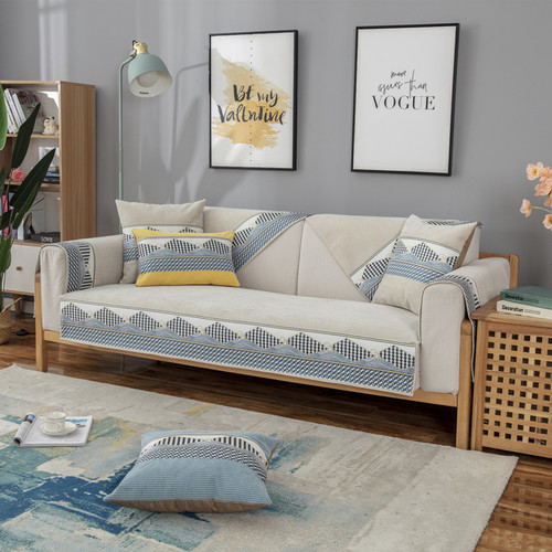 Nordic simple sofa cushion, universal anti-slip leather sofa cover for all seasons, chenille high-end seat cushion, backrest towel and cover cloth