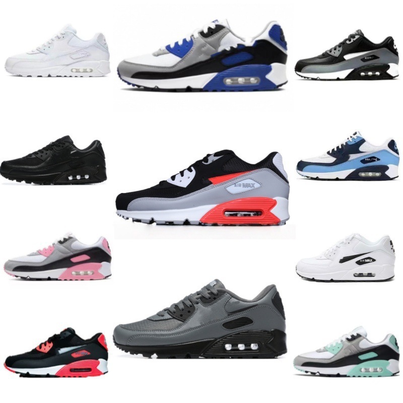 Foreign Trade Shoes Airmax90 Air Cushion Shoes Large Size Running Shoes Men's Retro Casual Sports Shoes Women's Cushioning Running Shoes Cross-Border