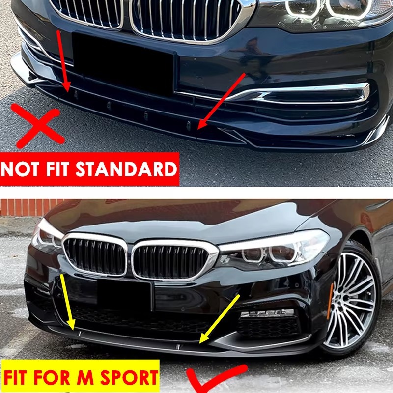 Bmw G30 Front Bumper Spoiler 5 Series Glossy Black Carbon Fiber Pattern Wind Blade Modified Front Splitter for 17-23 Models G30/G31