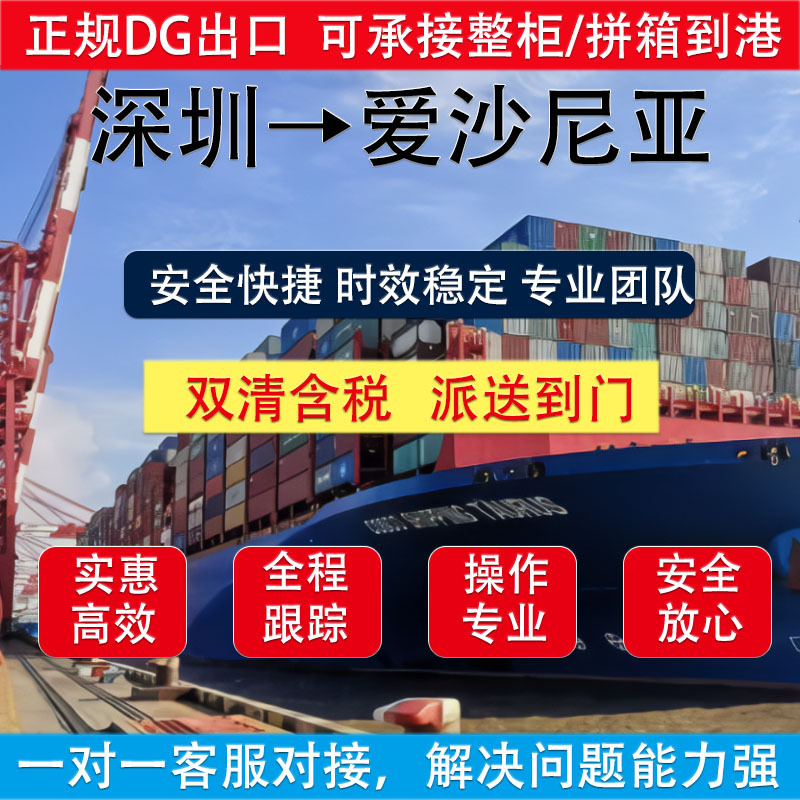 锂电池深圳海运到爱沙尼亚整柜拼箱双清含税到门CIF/DDP物流专线