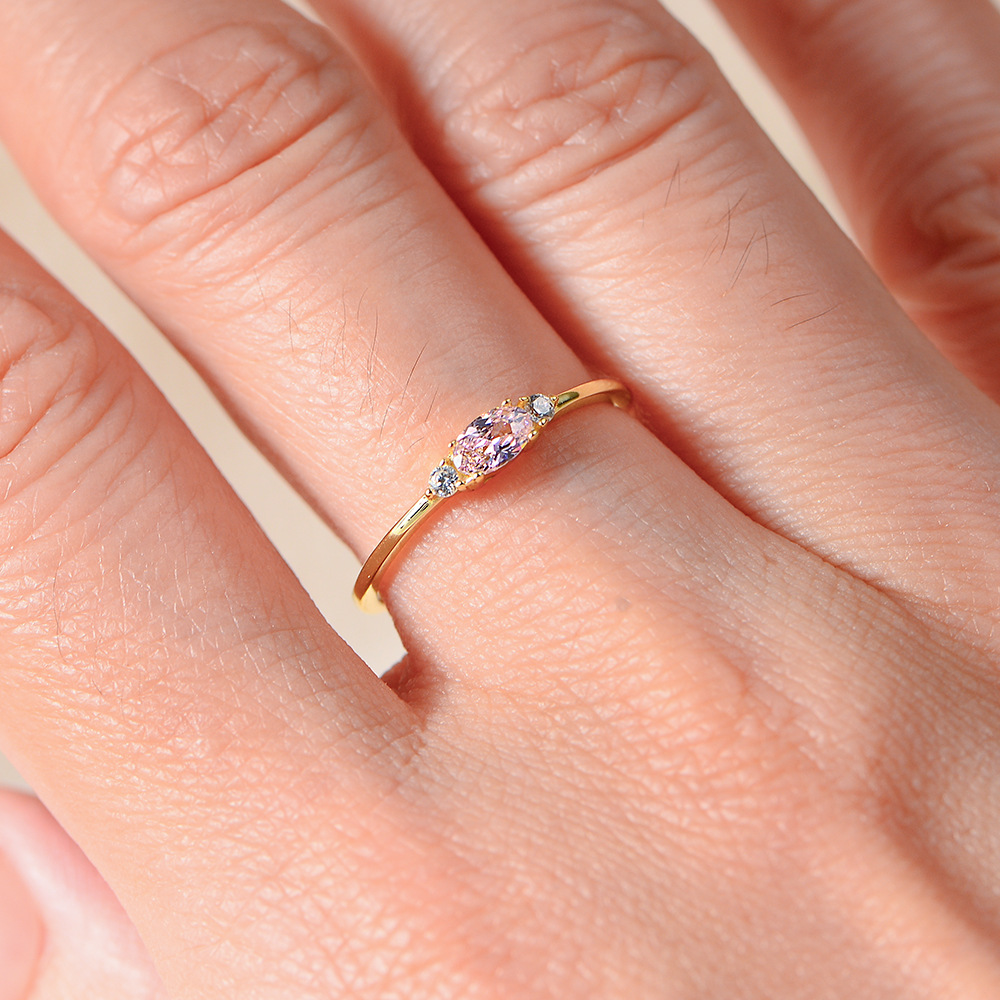 Retro Luz de lujo Rosa circón anillo de plata esterlina hembra europea y americana ins diario de cercanías simple anillo de todo fósforo joyería