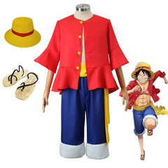 ルフィcos服ワンピース服二年後二代コスプレ服麦わら帽子靴道具服