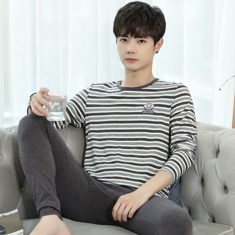Teenagers Autumn Clothes Men's Inner Wear Pure Cotton Thermal Underwear Suit for Teenagers, Students and High School Students All Cotton Men's Fashionable Thin