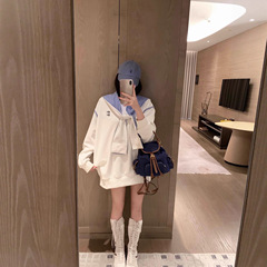 新款Miu拼格卫衣搭配披肩两件套25秋季学院风时尚休闲长袖上衣女