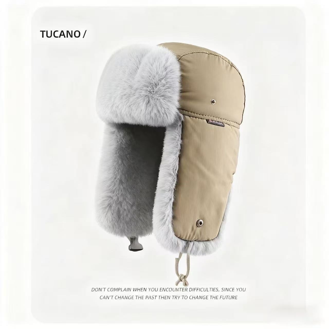 Invierno engrosado gorra de tormenta de moda para hombres y mujeres a prueba de viento cálido gorra de ciclismo de orejas esponjosa cadena gorra de vuelo de algodón