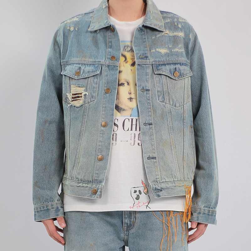Loose casual Denim coat trendy men's Korean style trendy Denim coat Men's Youth Men's fashion brand Denim jacket