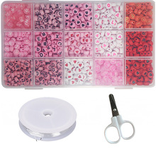 7MM750pcs亚克力彩色笑脸英文字母珠套盒diy饰品串珠手链配件套装