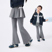 童装打底裤女童时尚喇叭裤蝴蝶结裙裤秋季中大童女孩甜美休闲裤子