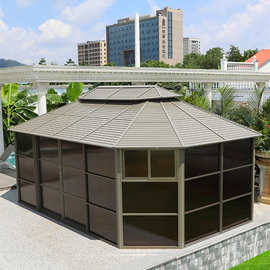 铝合金亭子八角雨棚阳光房保暖度假屋楼顶花园庭院遮阳棚凉亭防雨