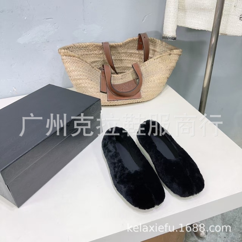 小众设计2025秋冬新款羊羔毛方头浅口平底一脚蹬懒人时尚毛毛单鞋|undefined