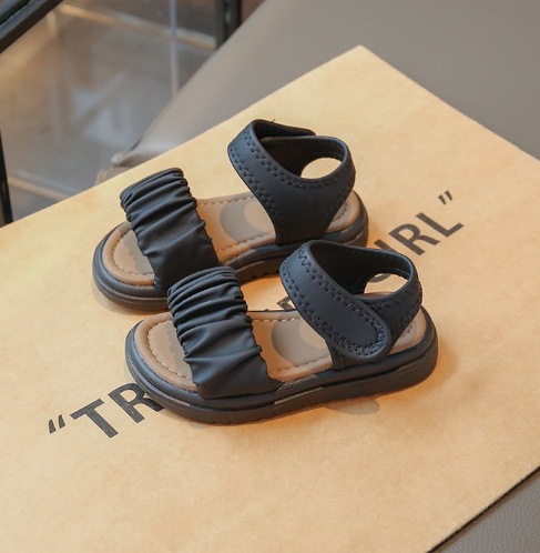 Sandalias de todo fósforo para niñas Velcro Primavera y verano 2025 Nuevos zapatos de playa huecos para niños Zapatos abiertos de moda