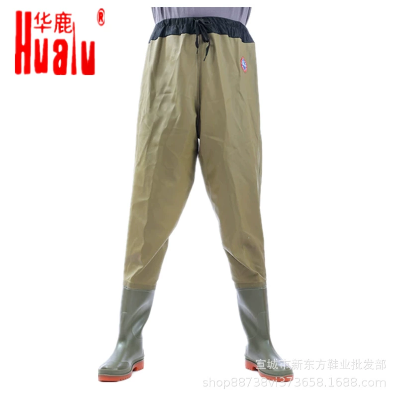Брюки Hualu до талии, глубокие брюки для прогулок, дождевые брюки с резиновыми сапогами, цельные брюки для половины тела, мужские брюки для рыбалки, утолщенные, износостойкие