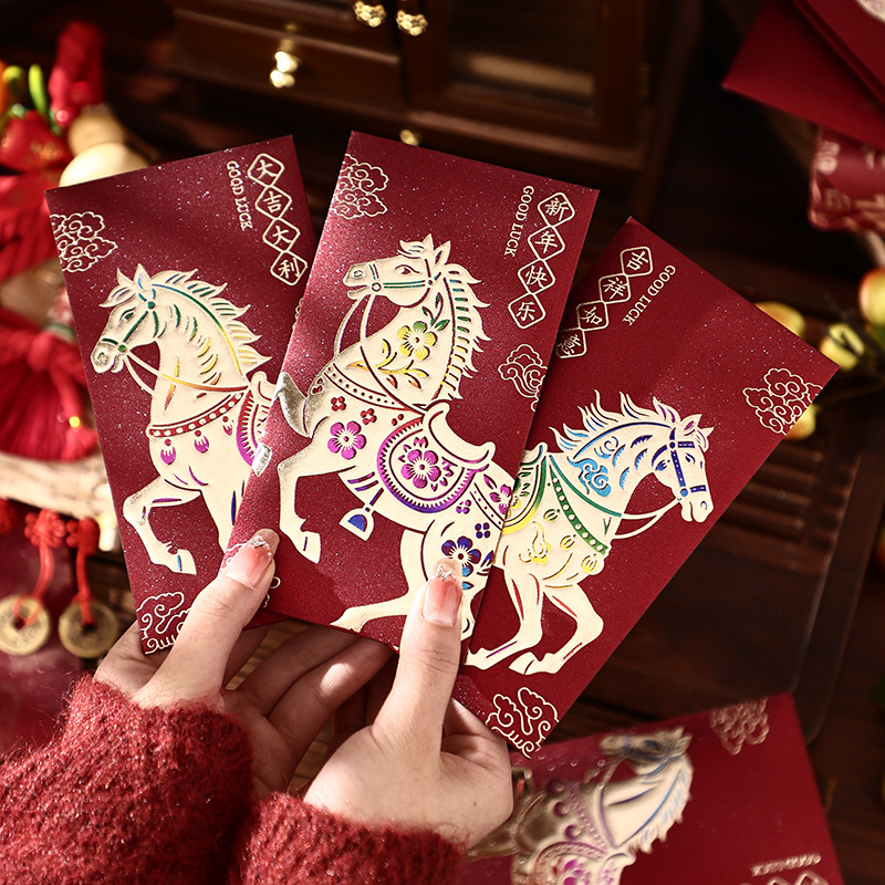马年红包2026年新款个性创意彩金轻奢磨砂烫金春节高档红包利是封