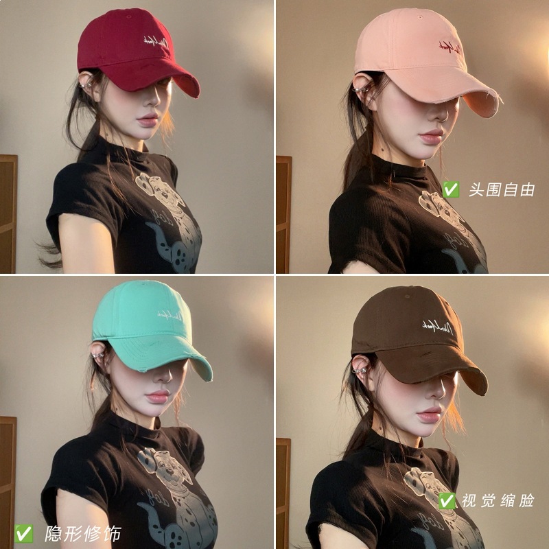 Baseball Cap with Small Lettering That Makes the Face Look Smaller, Versatile for Spring and Summer, Quick-Drying, Sun-Protective, Large Brim, Fashionable Casual Hat for Large Head Circumference