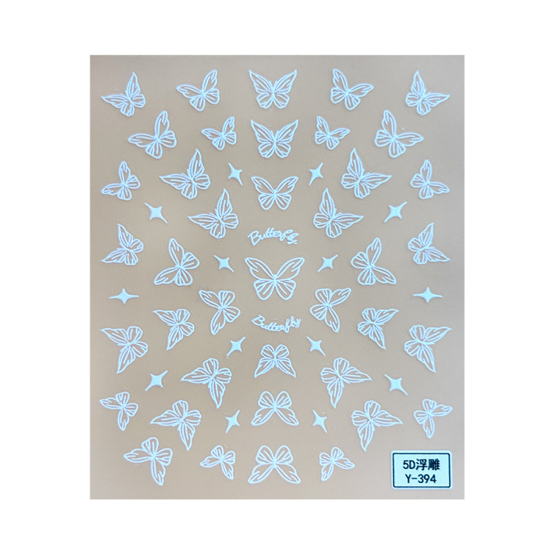 シェル光沢のあるガラスリボンネイルアートステッカー 5d レリーフ立体花かわいい落書きウェアラブルネイルステッカー|undefined