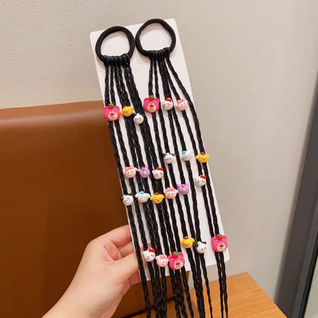 Princesa de nieve para niños peluca trenzada anillo de cabello de cola de caballo alta trenzada cabello de boxeo dulce y fresco trenzado