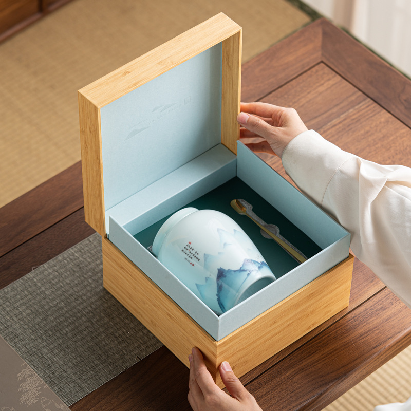 New Ceramic Tea Can with Empty Box, High-end Packaging Box, Tea Leaf Gift Set, Sealed Canister for Black Tea, Green Tea, and White Tea, Tea Set