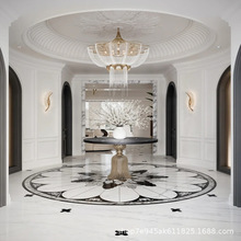 酒店会所私人别墅豪宅公寓入户玄关地面拼花瓷砖岩板大理石拼花图