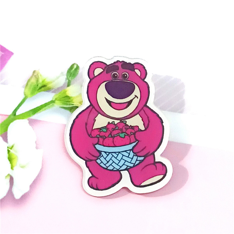 Dibujos animados ins lindo suave lindo fresa oso acrílico broche Estudiante Premio insignia bolsa colgante joyería parche