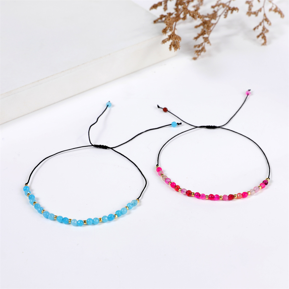 Glass Bead, Brass Chain Material Wholesale Jewelry Casual Simple Style Round Natural Stone Beaded Knitting Bracelets