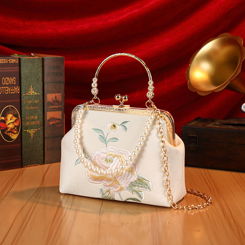 Evening banquet floral embroidery qipao bag hot-selling luxurious chain small handbag evening dress bag for women