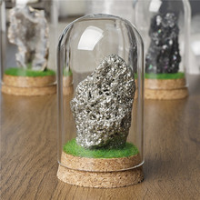 外贸创意大号玻璃场景原石矿物摆件黄铁矿煤晶毛矿聚宝盆玛瑙晶洞