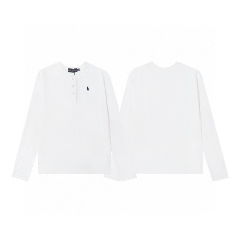 [High Quality] Ralph Lauren Pony Embroidered Small Label Henry Button Top Long Sleeve Casual Casual T-Shirt for Women