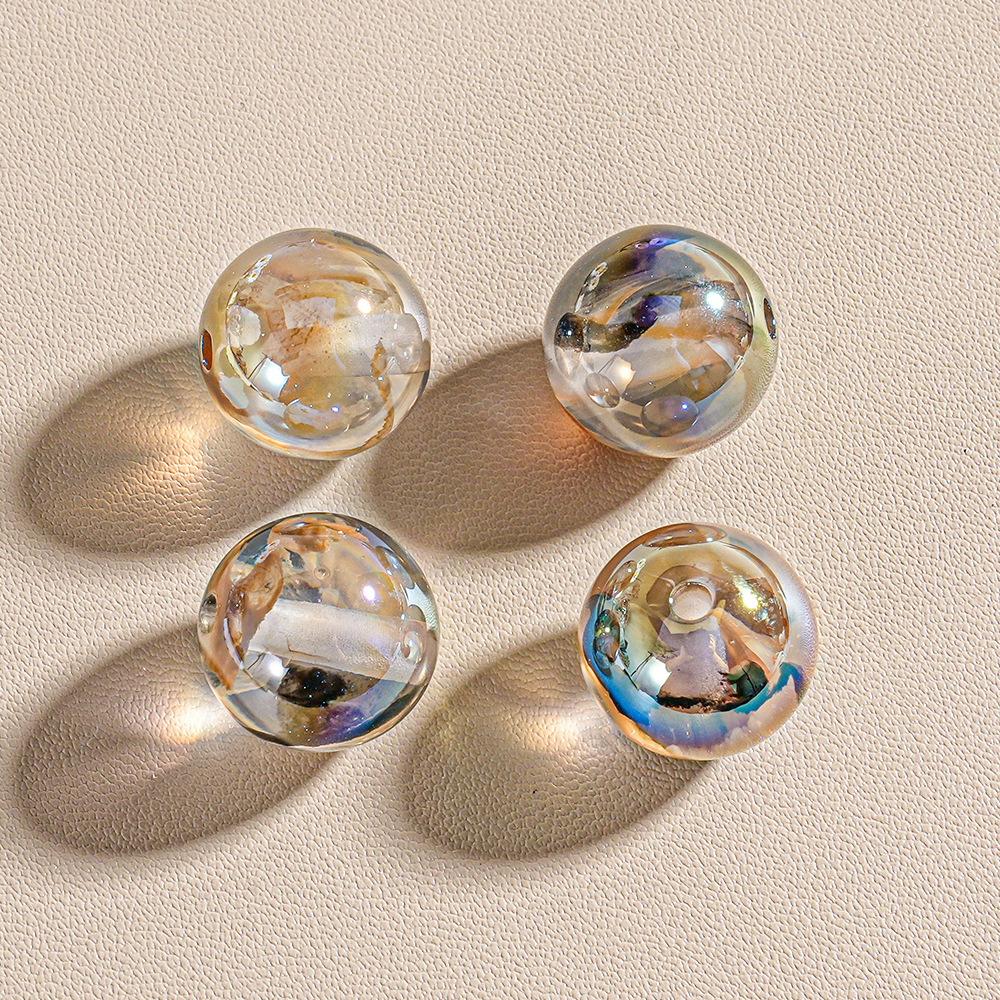 20 nubes transparentes, cuentas redondas, estilo nacional, color de tinta, bricolaje, cadena de teléfono móvil, llavero, bolígrafo, accesorios de cuentas sueltas de resina