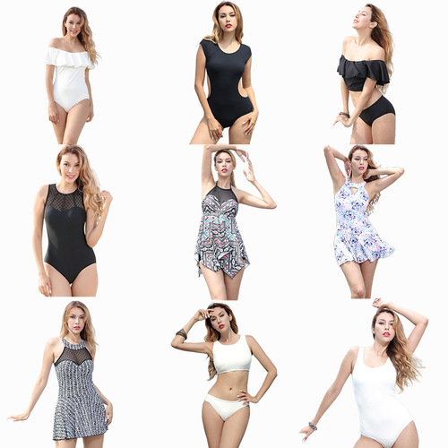Cross-border European and American-style sexy tummy-flattering, figure-flattering one-piece swimsuit for petite chests—modest, plus-size thermal wear.