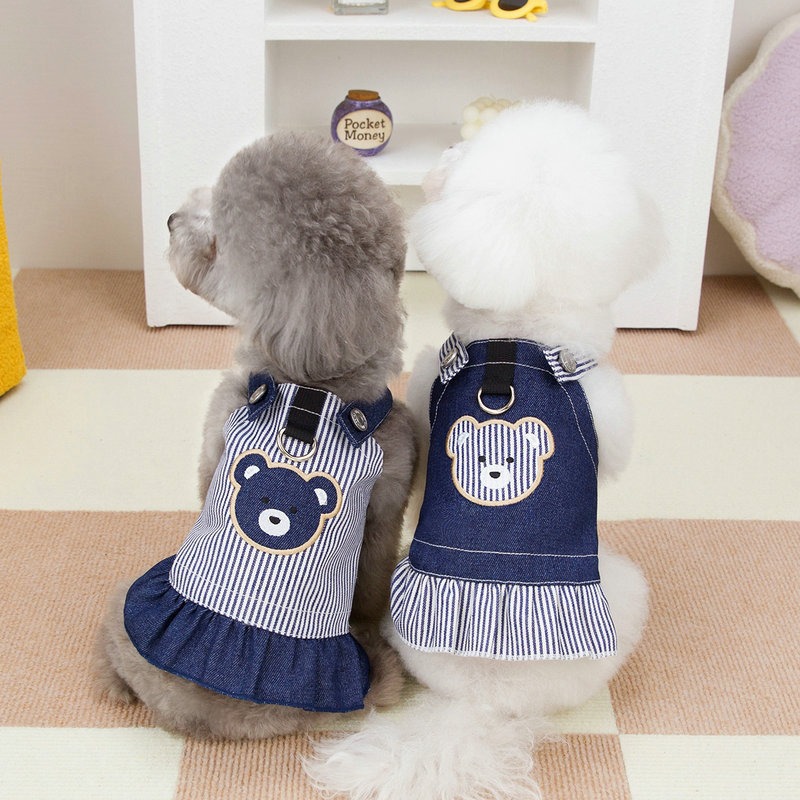 Puppy clothes Spring thin back cowboy skirt Small teddy Bear can…
