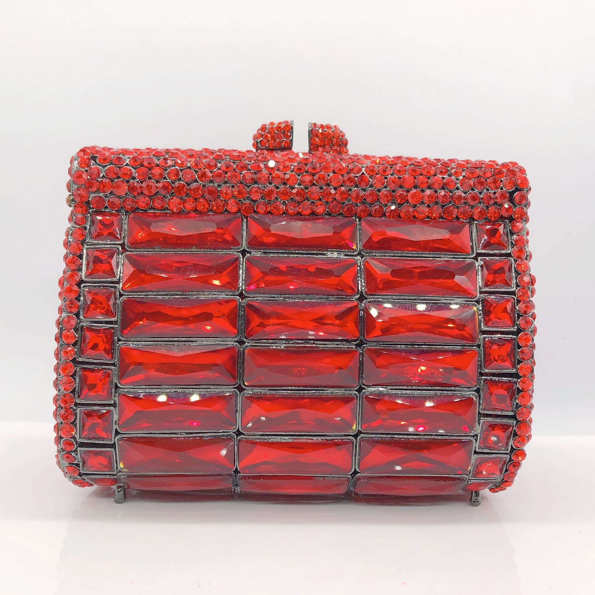 Túi clutch nữ đính đá rhinestone dạ hội cầm tay — Màu Sâm panh, Đế Vàng Kim Cương, Nền vàng kim cương trắng, Vàng kim AB chi tiết 3