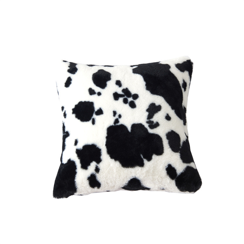 Cross-border hot sale 2022 new double-sided cow flower plush pillowcase artistic style super soft printed sofa cushion_voghion.com