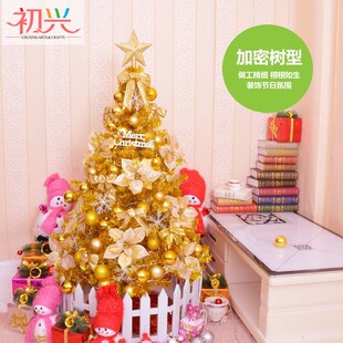Golden Christmas Tree Package 60cm 1.2 m 1.5 m 1.8 m 2.1 m 2.4 Lights Decorative Tree Window Large