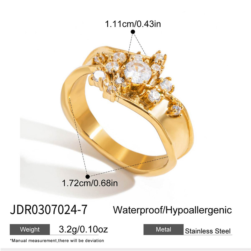 静俏经典风18K 金不锈钢锆石蕾丝皇冠镂空戒指小众高级感跨境饰品|undefined