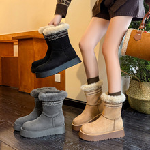 韩风洋气保暖增高厚底羊毛雪地靴2025松糕中跟绒面加厚毛毛短靴女