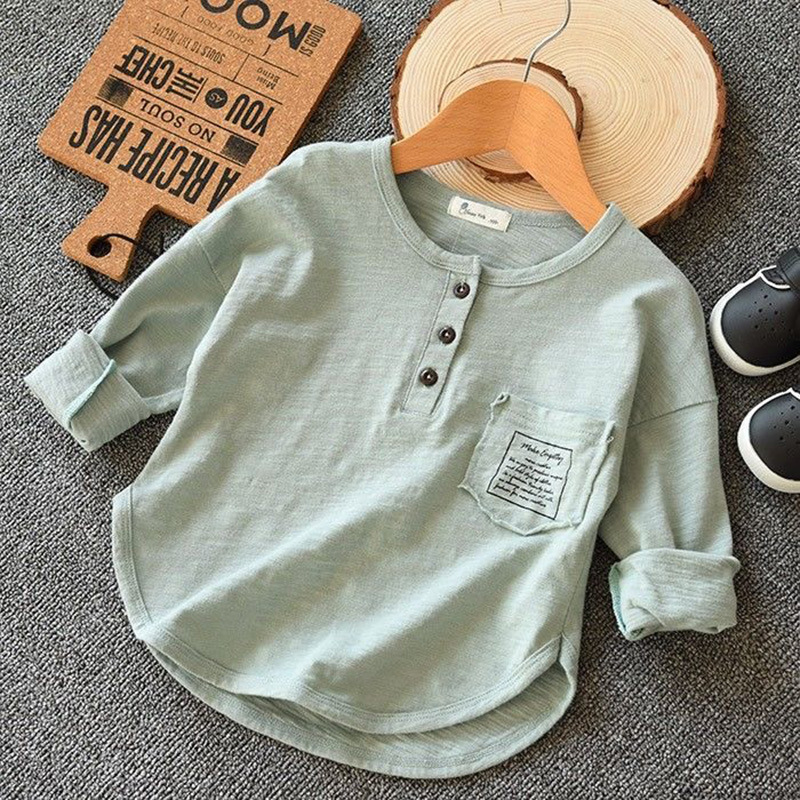 Bamboo cotton autumn warm long-sleeve for boys with a round collar