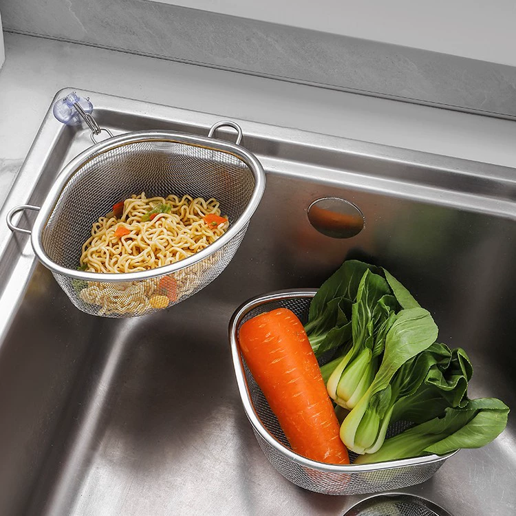 Stainless steel sink pool filter basket leftover kitchen sink rack garbage leftover leaking triangle drain basket