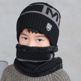 Children's Hat Autumn and Winter Boy's Wool Hat Korean Style Winter Warm Fleece Windproof Ear Protecting Scarf Hat Set Fashion