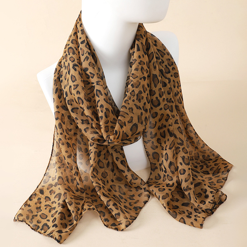 60g Weight Scarf Classification Daily Occasion Chiffon Material Color Block, Leopard, Notes Pattern All Seasons Season Women's Gender Elegant, Simple Style Style Women's Elegant Simple Style Color Block Leopard Notes Chiffon Scarf 27