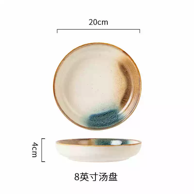Japanese-style ceramic deep dish, 7–8.5-inch serving bowl, assorted patterns, slight imperfections