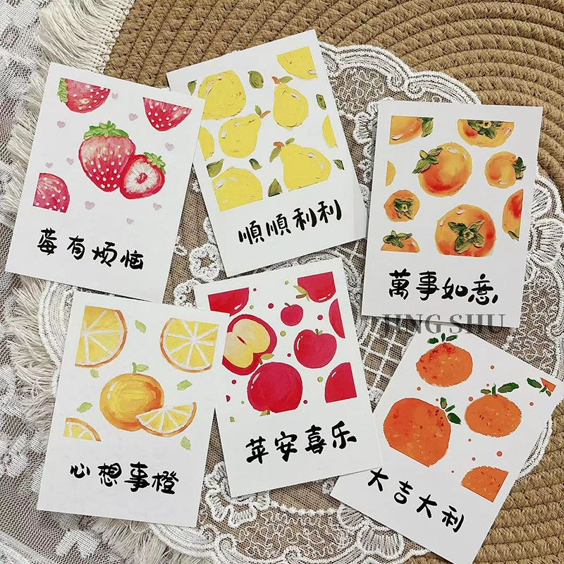 Новый букет фруктов, мир, радость, удача, удача, желаемое мышление, поздравительная открытка с благословением желаний, рукописная