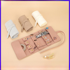 Cross-border jewelry roll storage bag, multi-functional portable jewelry handbag, foldable ultra-fine jewelry storage box