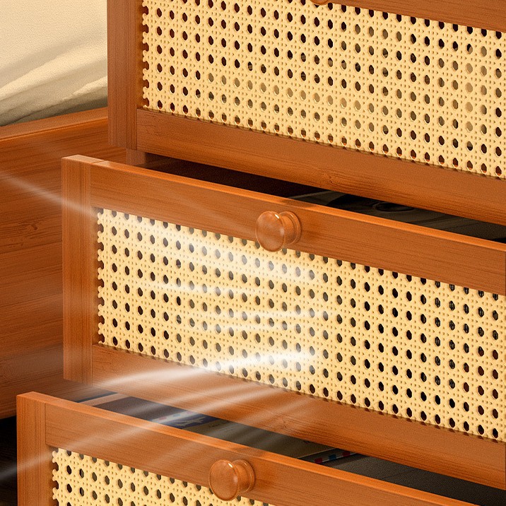 Mesa de noche creativa de ratán tejida, sala de estar doméstica simple, sofá, mesa lateral, estante, dormitorio, mesita de noche, cajón, armario de almacenamiento