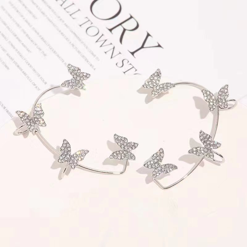 Mode Sucré Papillon Le Cuivre Placage Incruster Zircon Clips D'oreille display picture 1